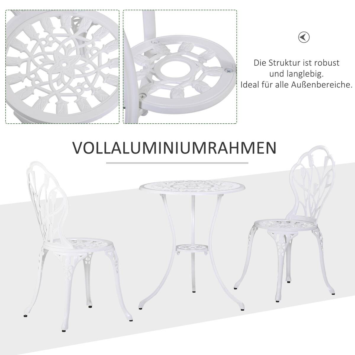 Outsunny Gartenmöbel-Set weiß Aluminium