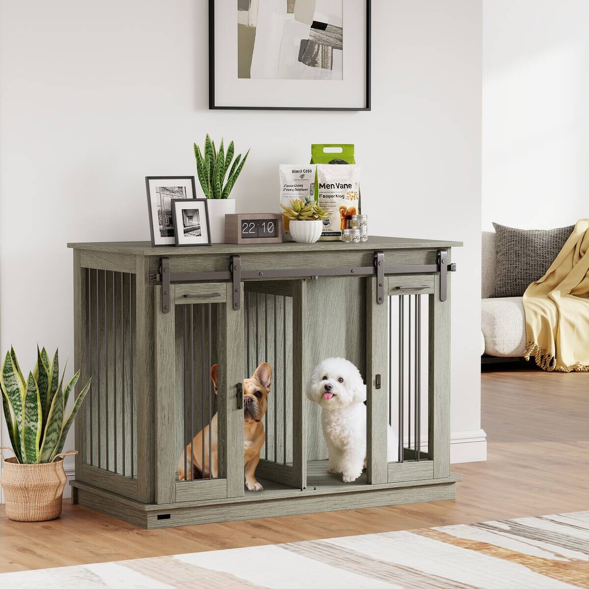 PawHut Hundekäfig grau MDF B/H/L: ca. 60x88,5x120 cm
