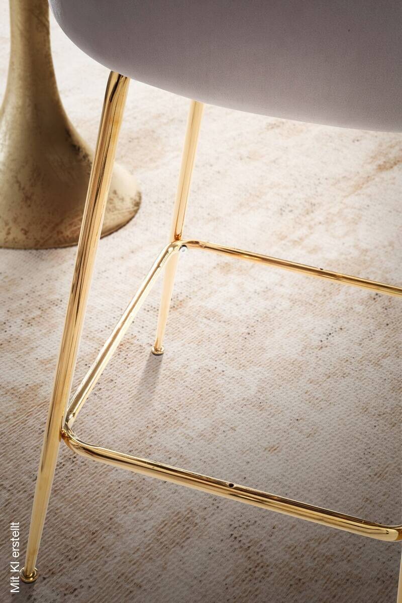 Barhocker 2er Set beige messing Samt Eisen