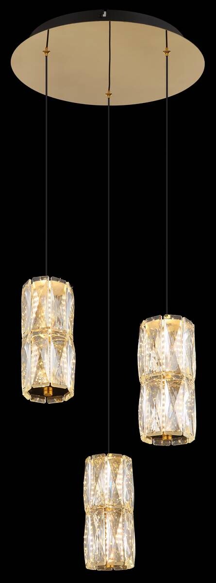 GLOBO Pendelleuchte mattschwarz klar gold Glas Metall H/D: ca. 150x36 cm 1.0 Brennstellen