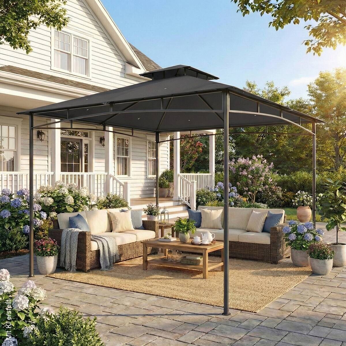 Outsunny Pavillon dunkelgrau Metall B/H/L: ca. 300x285x300 cm