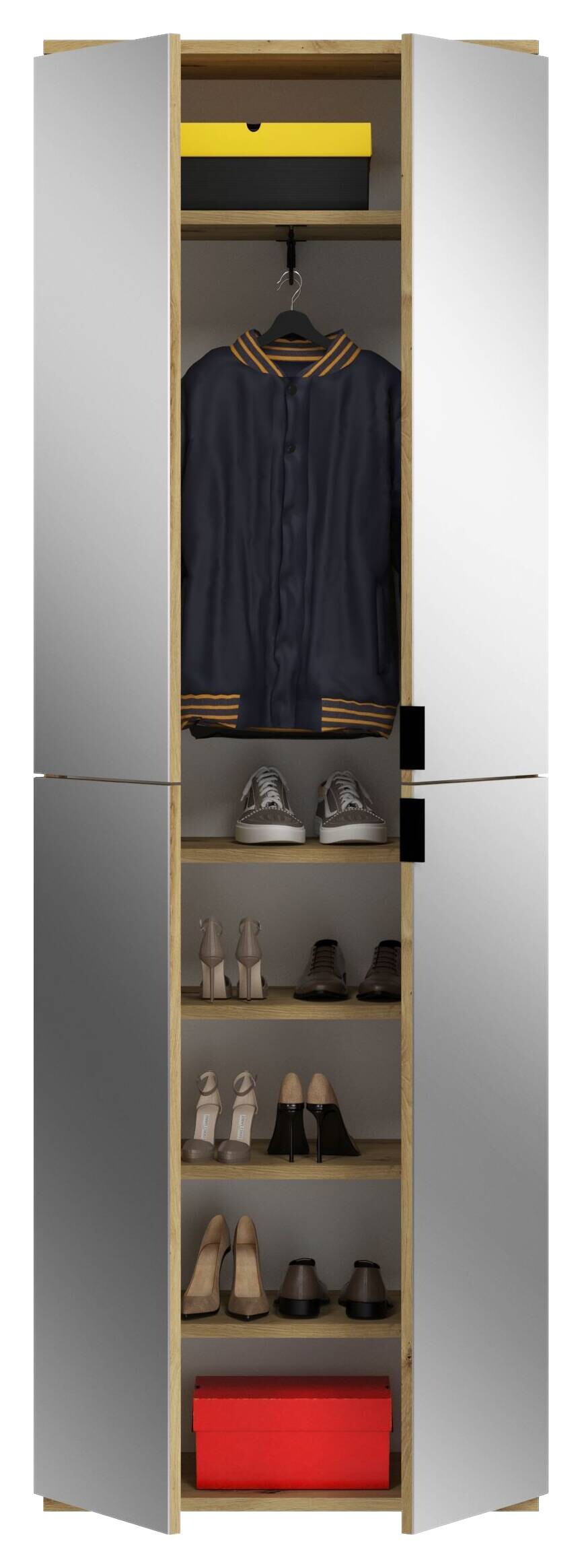 Garderobe PROJEKT Eiche Artisan Nachbildung Spiegel B/H/T: ca. 121x193x34 cm