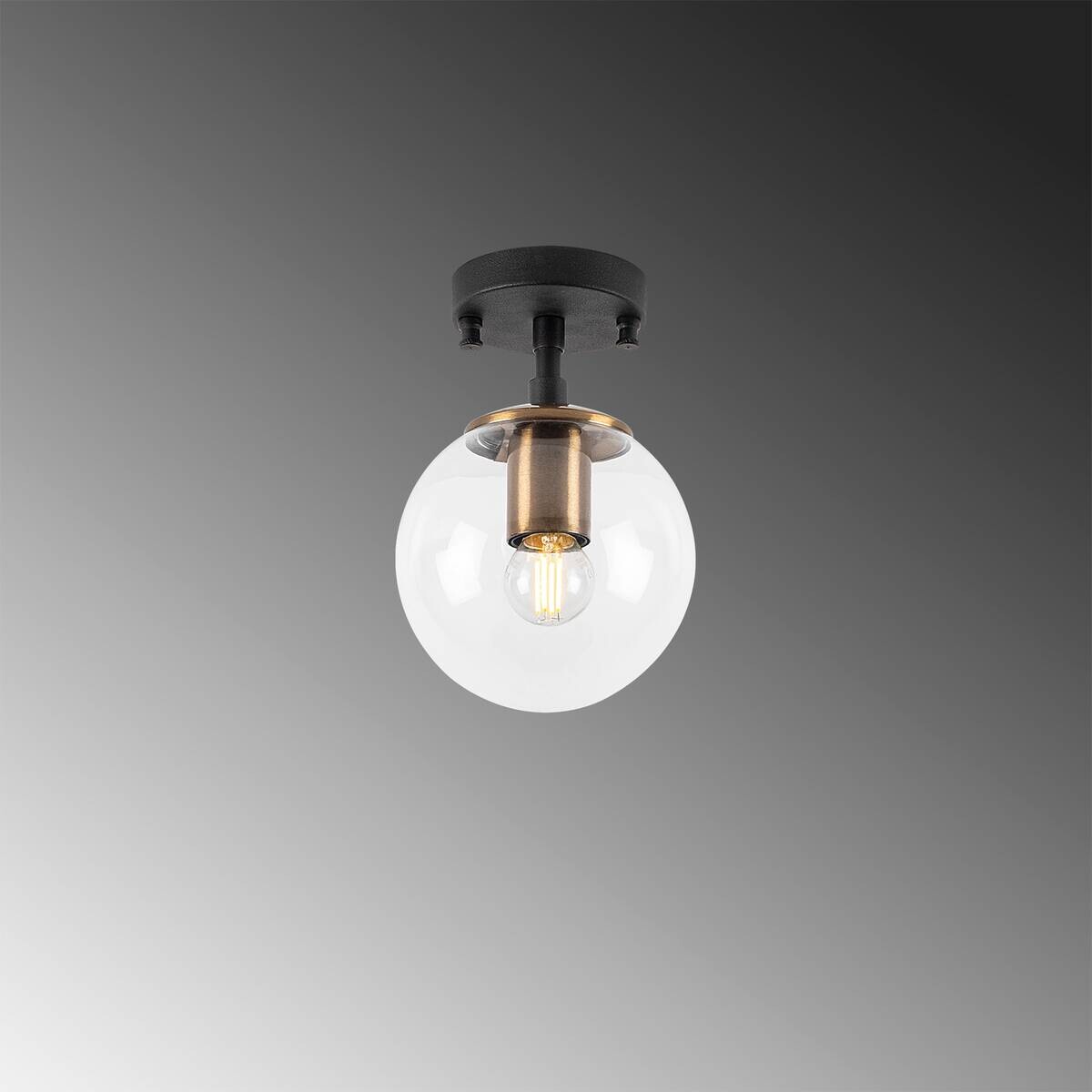 Opviq Deckenleuchte Atmaca bronze schwarz Metall Glas B/H/T/L/D: ca. 15x23x15x15x15 cm E14 1 Brennstellen