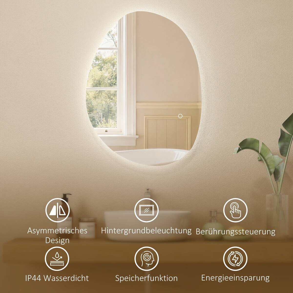 HOMCOM LED-Bad-Spiegel silber B/H/L: ca. 50x5x70 cm