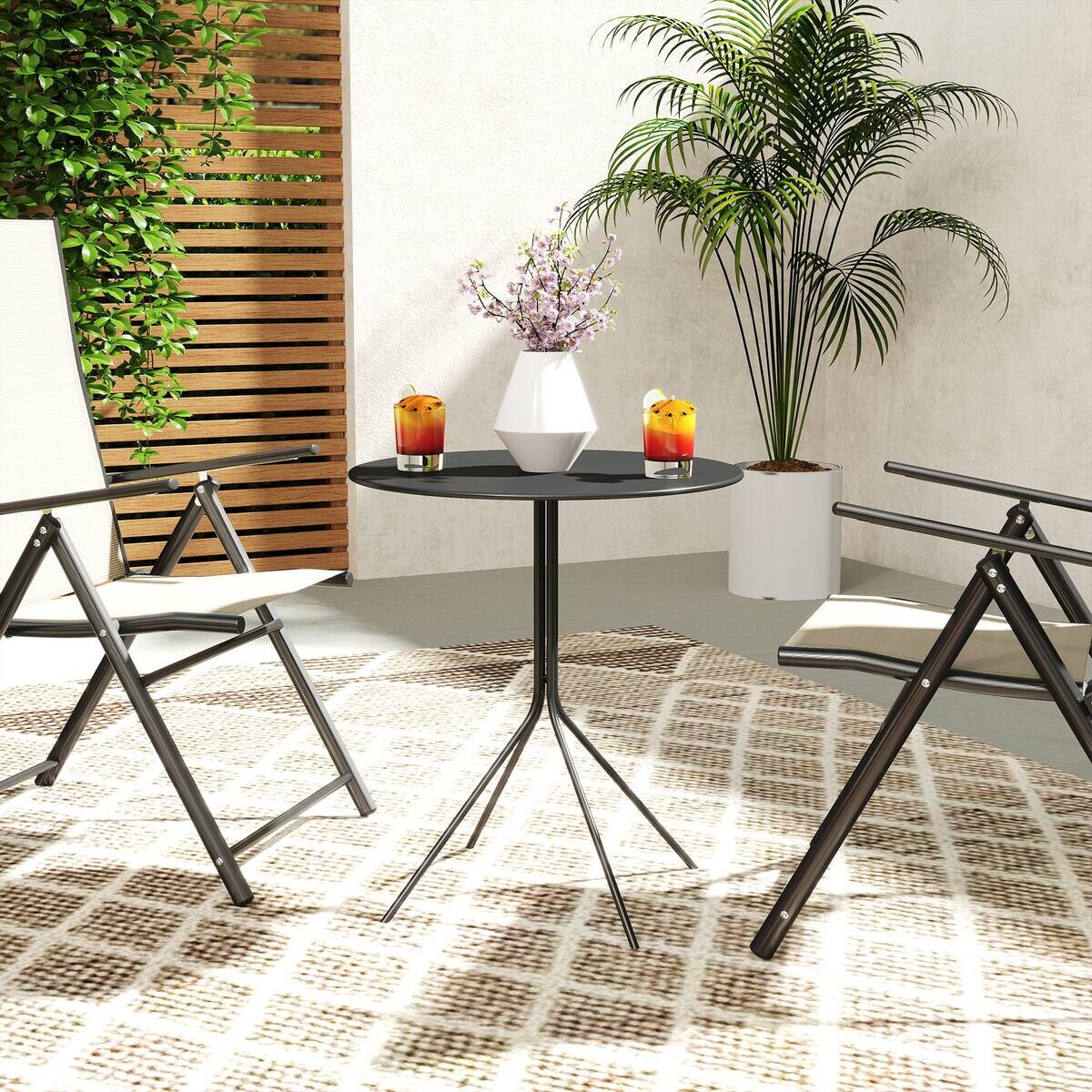 Outsunny Gartentisch schwarz Stahl B/H/L: ca. 60x71x60 cm