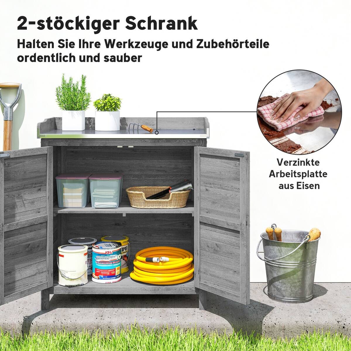 Outsunny Gartenschrank grau B/H/T/L: ca. 40x92x40x83 cm