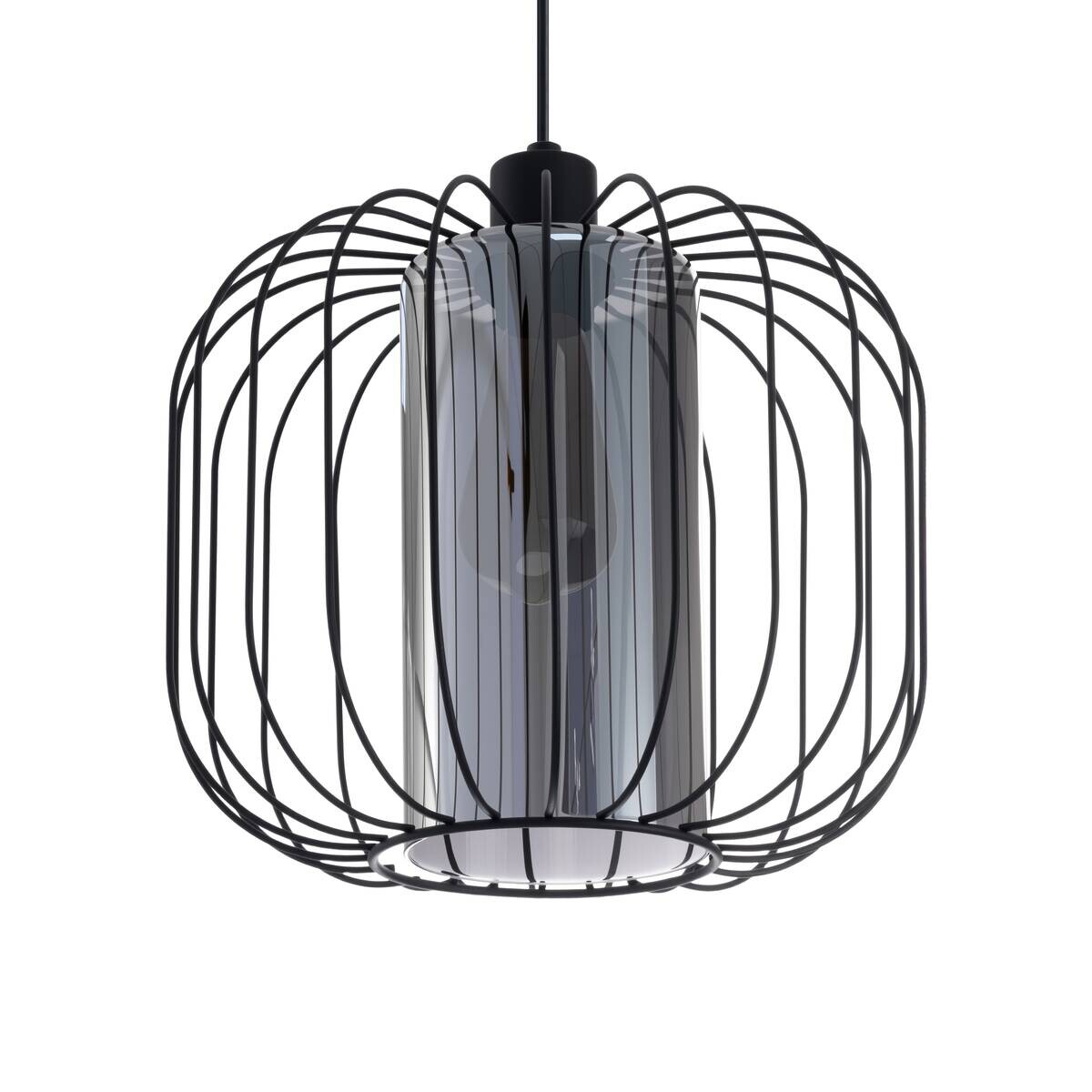 POCOline Pendelleuchte Solara schwarz Metall Glas H/D: ca. 120x30 cm E27 1 Brennstellen