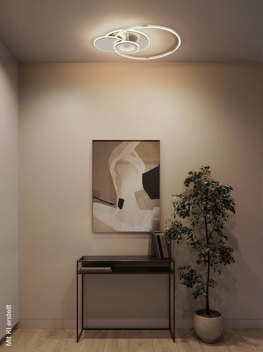 LED-Deckenleuchte Flux silber nickel Kunststoff Metall B/H/L: ca. 45x7,5x56 cm