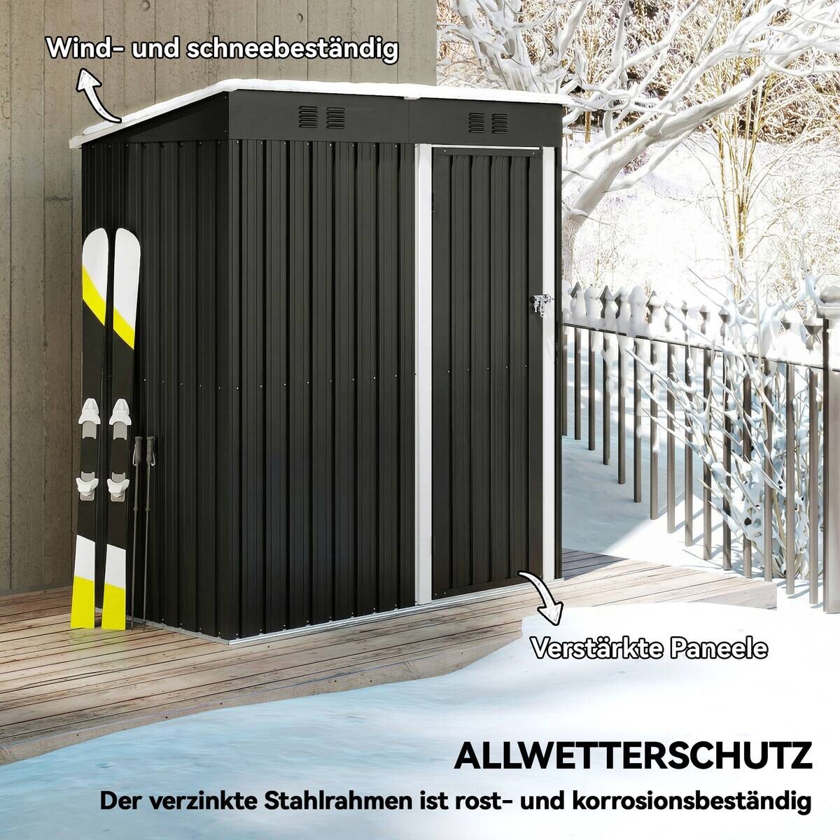Outsunny Geräteschuppen dunkelgrau B/H/T/L: ca. 90x179x90x163 cm