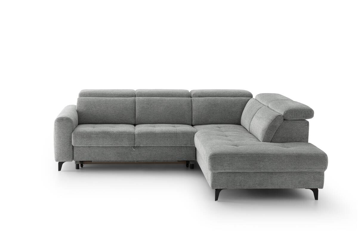 Ecksofa mit Bettfunktion grau Flachgewebe B/H/T: ca. 258x96x221 cm