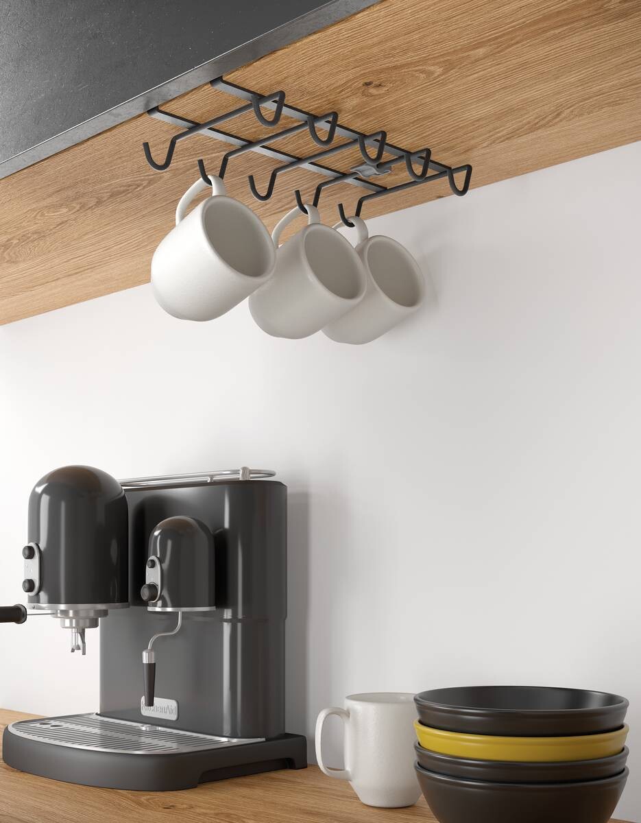 Metaltex Tassen/Becherhalter mattschwarz Metall B/H/L: ca. 14x6x28 cm