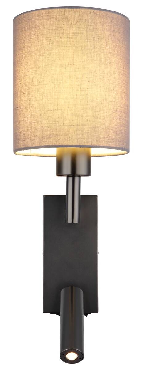 GLOBO Wandleuchte grau schwarz Metall B/H/L: ca. 17x45,5x15 cm E27 2 Brennstellen