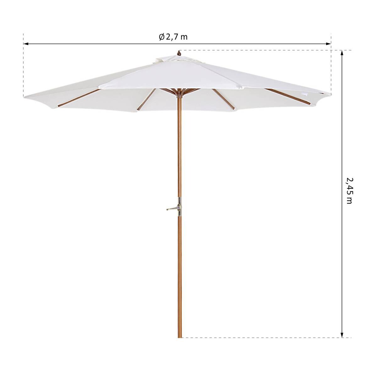 Outsunny Sonnenschirm creme Bambus H/D: ca. 245x270 cm