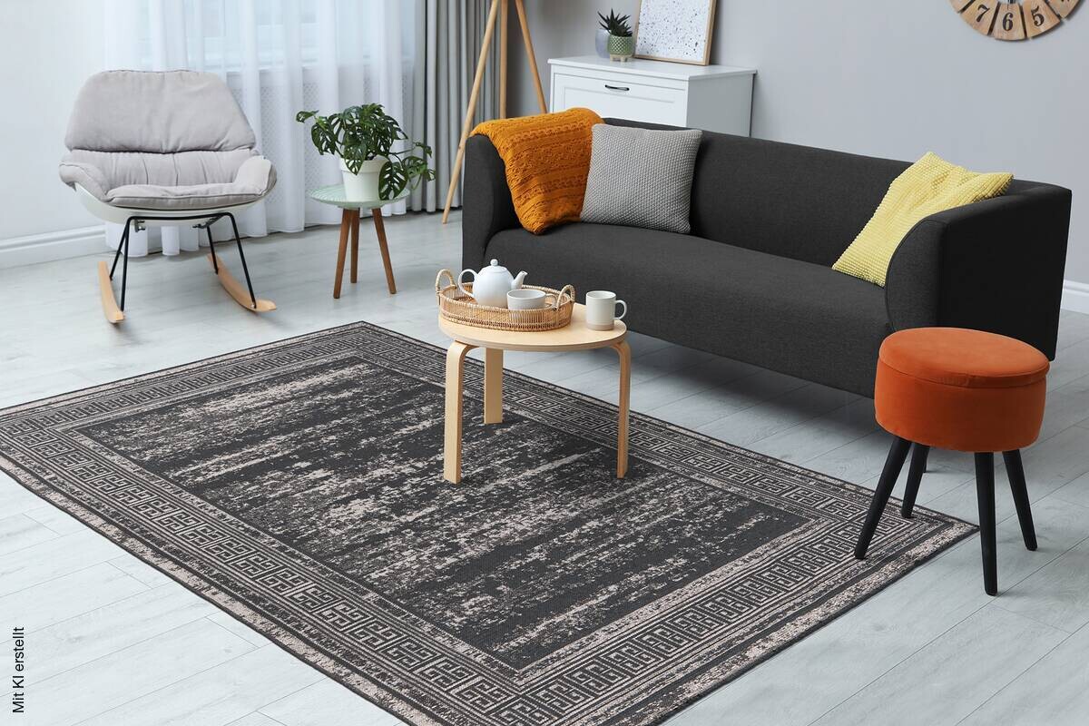 Kayoom Flachflorteppich Kalea 325 grau B/H/L: ca. 80x0,8x150 cm
