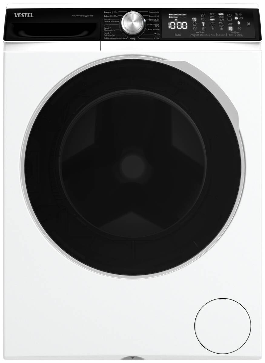 VESTEL Waschmaschine VG-WFWT3863WA EEK: A Spektrum: A bis G 8kg weiß B/H/T: ca. 59,7x84,5x55,7 cm