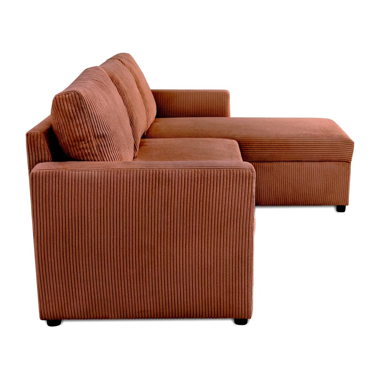 Ecksofa mit Bettfunktion und Bettkasten terracotta Microfaser B/H/T: ca. 215x145x82 cm