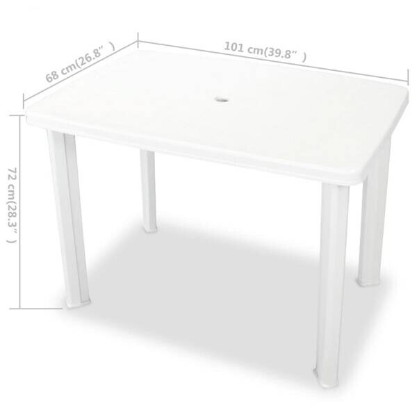 vidaXL Gartentisch weiß Kunststoff B/H/L: ca. 68x72x101 cm