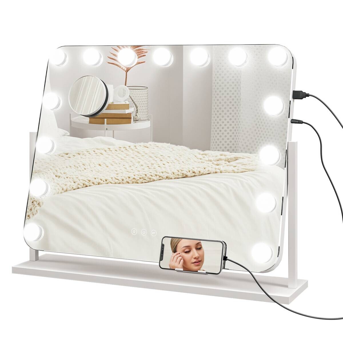 HOMCOM LED-Spiegel weiß B/H/L: ca. 14x52x62,5 cm