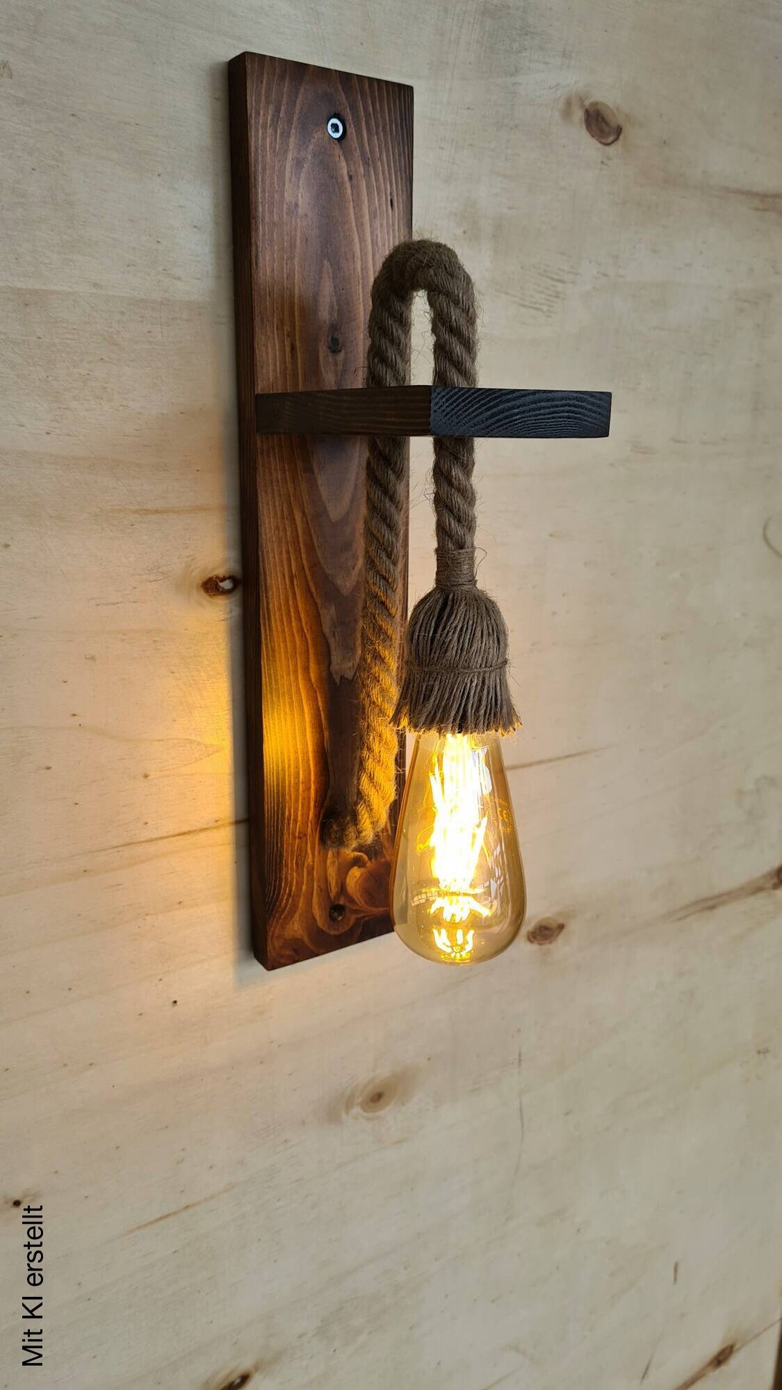 Opviq Wandleuchte Ahsap nussbaum Kiefer B/H/T/L: ca. 45x17x9x45 cm E27 1 Brennstellen