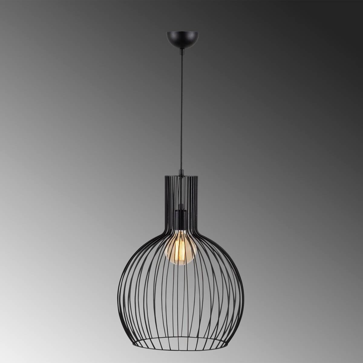 Opviq Pendelleuchte Fellini schwarz Eisen B/H/T/L/D: ca. 38x146x38x38x38 cm E27 1 Brennstellen