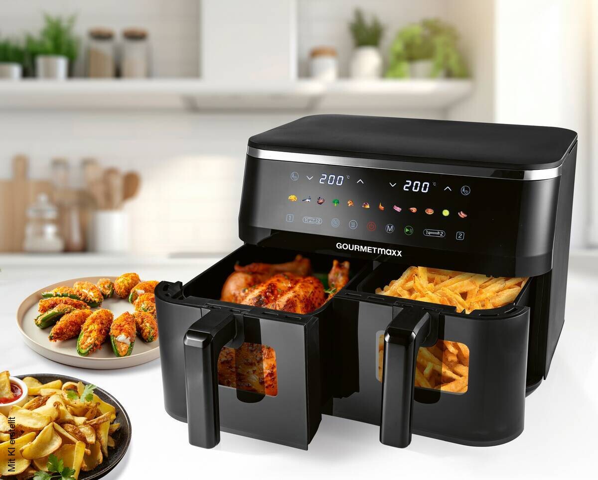 GOURMETmaxx Heißluftfritteuse schwarz Metall B/H/L: ca. 36,2x29,2x40 cm ca. 4,5 l