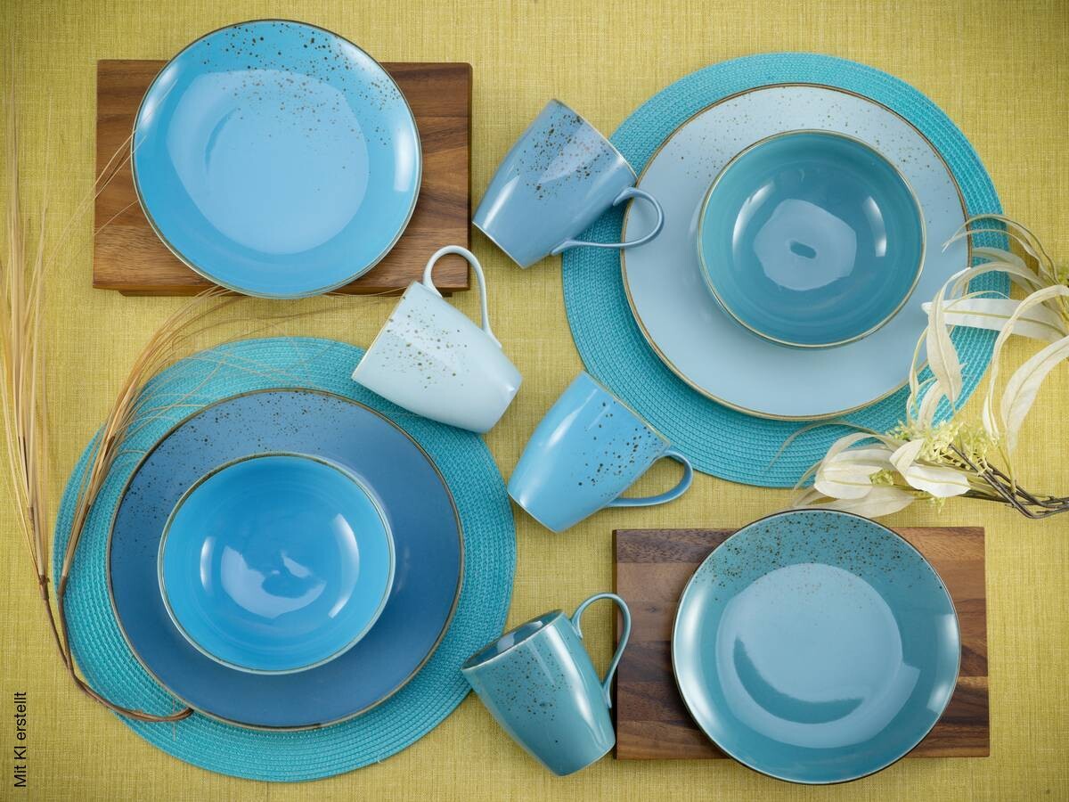 CreaTable Kombiservice Nature Collection Aqua blau Keramik 16 tlg.