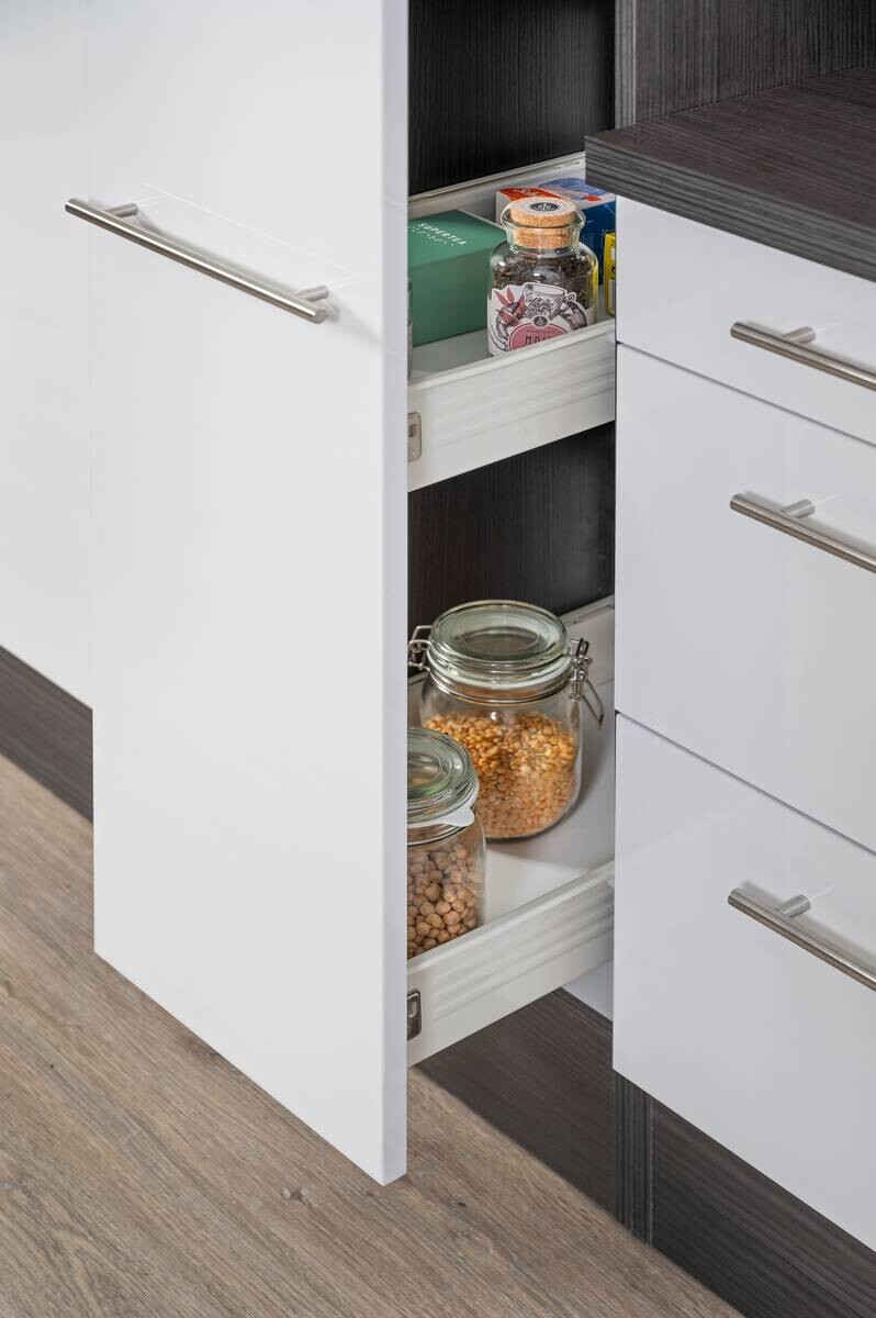 Respekta Winkelküche Amanda grau Hochglanz B/T/L: ca. 290x60x200 cm