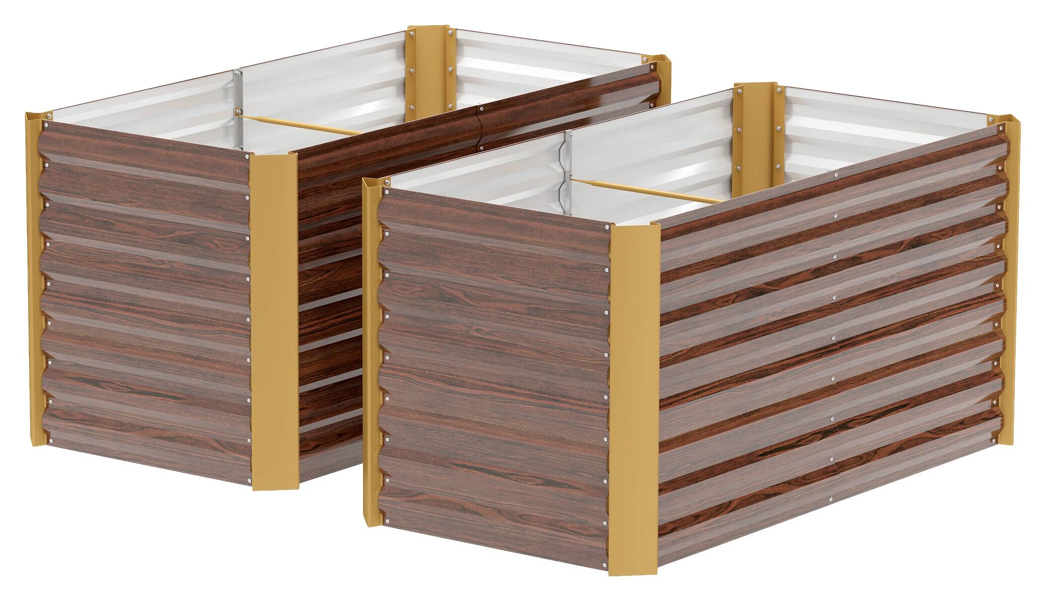 Outsunny Hochbeet 2er Set braun Stahl B/H/L: ca. 60x60x120 cm