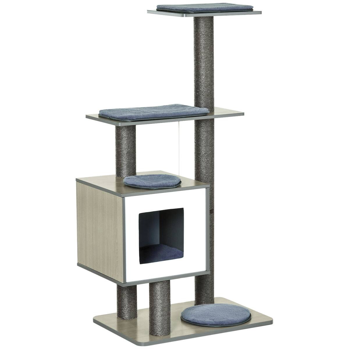 PawHut Katzenkratzbaum grau Holz B/H/L: ca. 40x120x60 cm