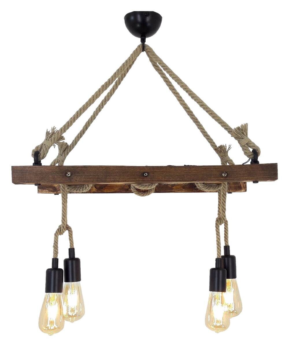 Opviq Pendelleuchte Merdiven nussbaum B/H/T/L: ca. 80x60x34x80 cm E27 4 Brennstellen