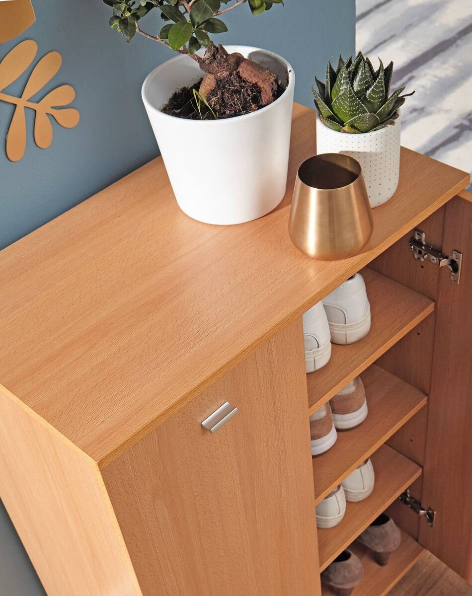 Schuhschrank buche Nachbildung silber B/H/T: ca. 60x90x35 cm