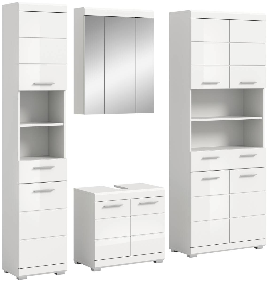 Badezimmer-Set Scout weiß weiß Hochglanz B/H/T: ca. 186x191x34 cm