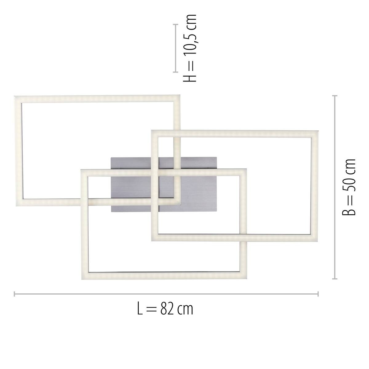 Just Light Smarte LED-Deckenleuchte MAXI 16431-55 stahlfarbig weiß Metall Kunststoff B/H/T: ca. 50x10,5x82 cm 3 Brennstellen