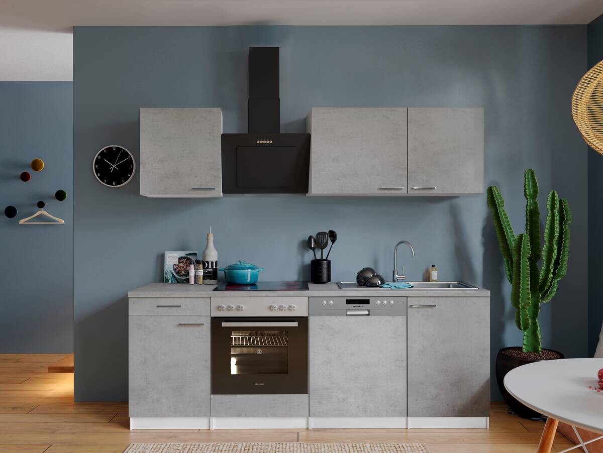 Respekta Küchenblock Malia Beton Optik B/H/T: ca. 220x200x60 cm