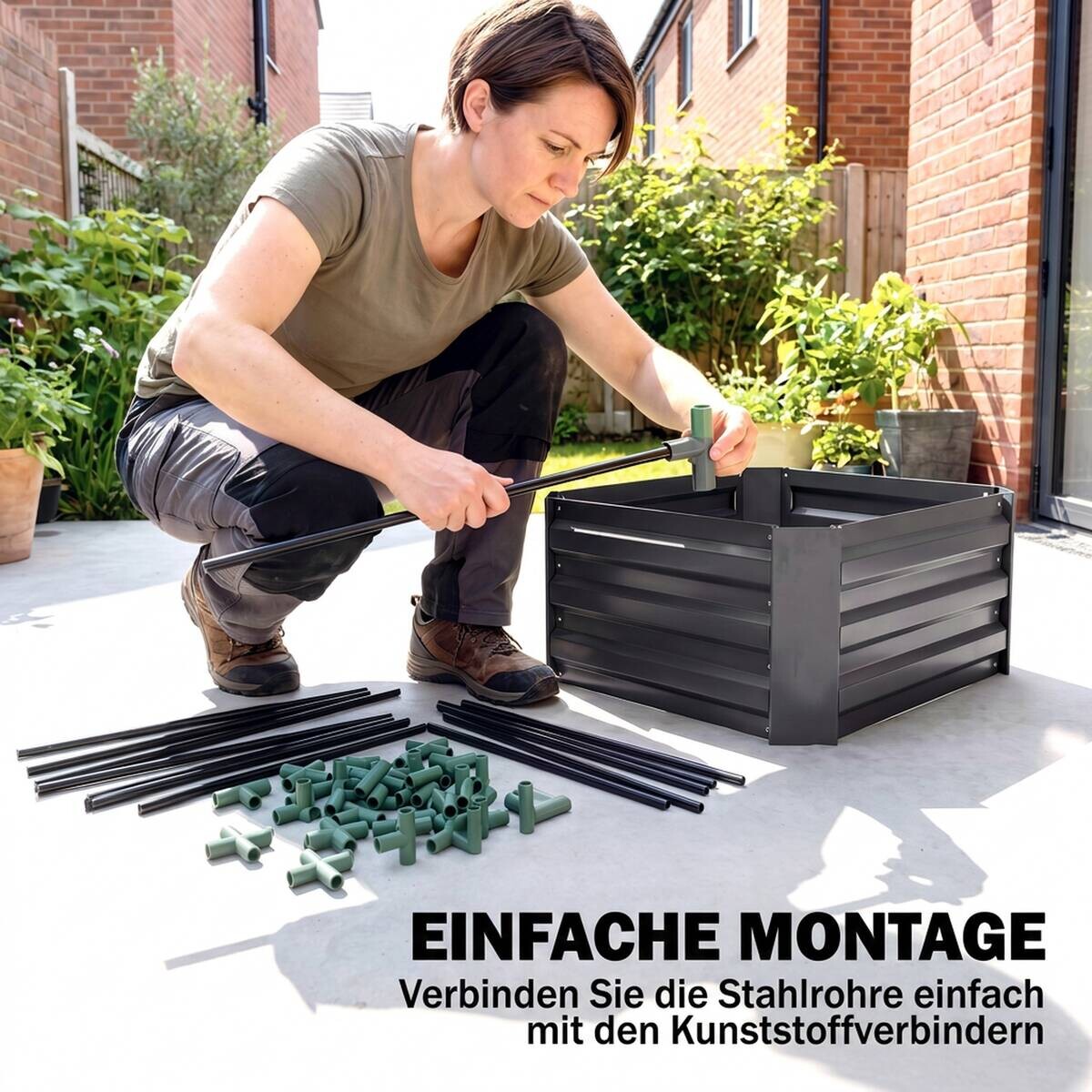 Outsunny Hochbeet mit Rankgitter dunkelgrau B/H/T/L: ca. 61x140x61x61 cm