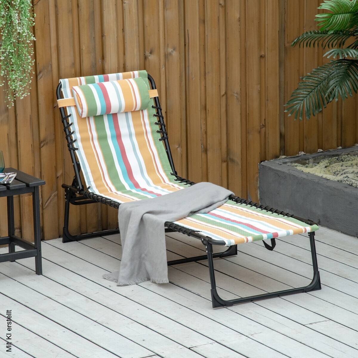 Outsunny Sonnenliege mehrfarbig Stahl B/H/L: ca. 58x30x189 cm