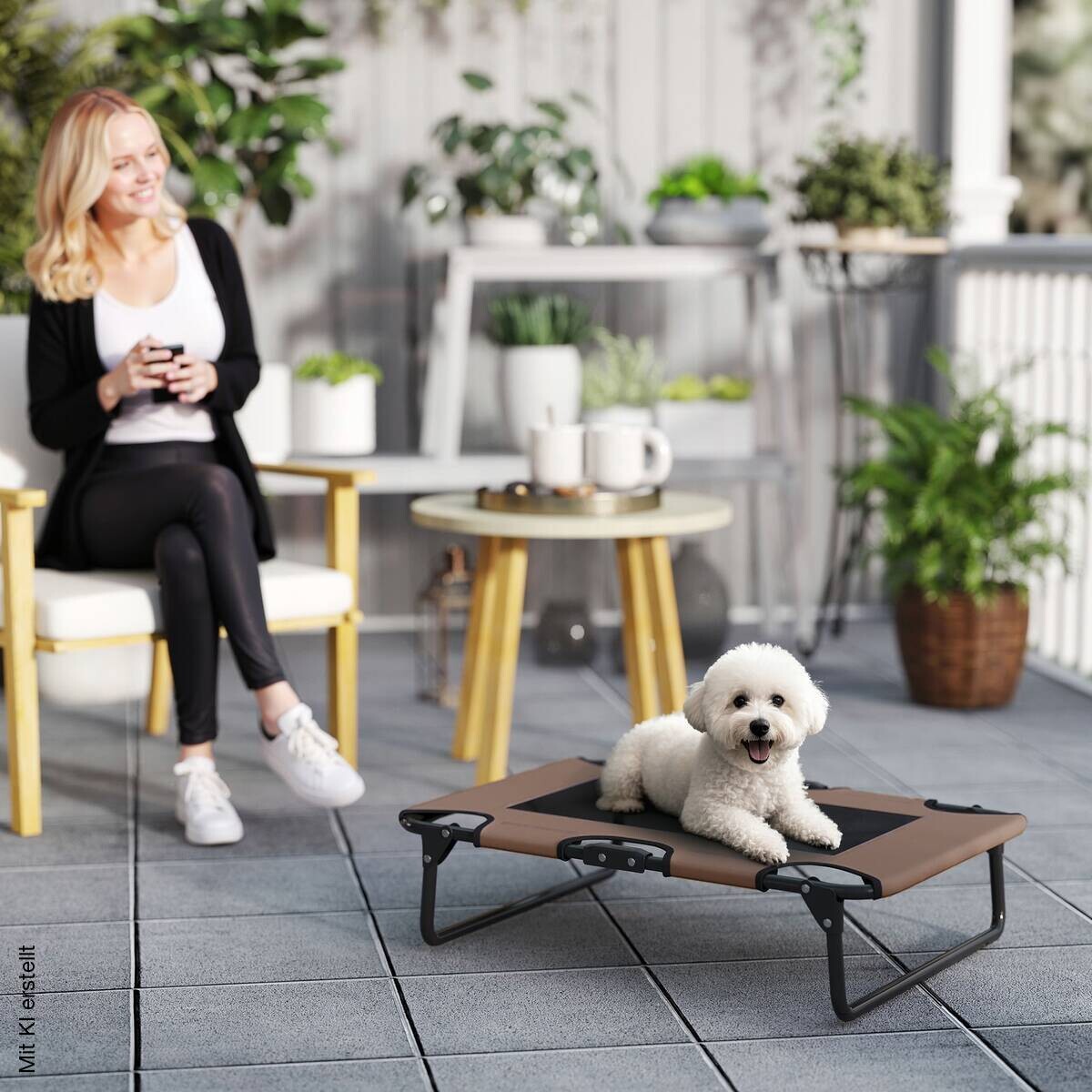 PawHut Erhöhtes Hundebett kaffee Polyester B/H/L: ca. 51x18x75 cm