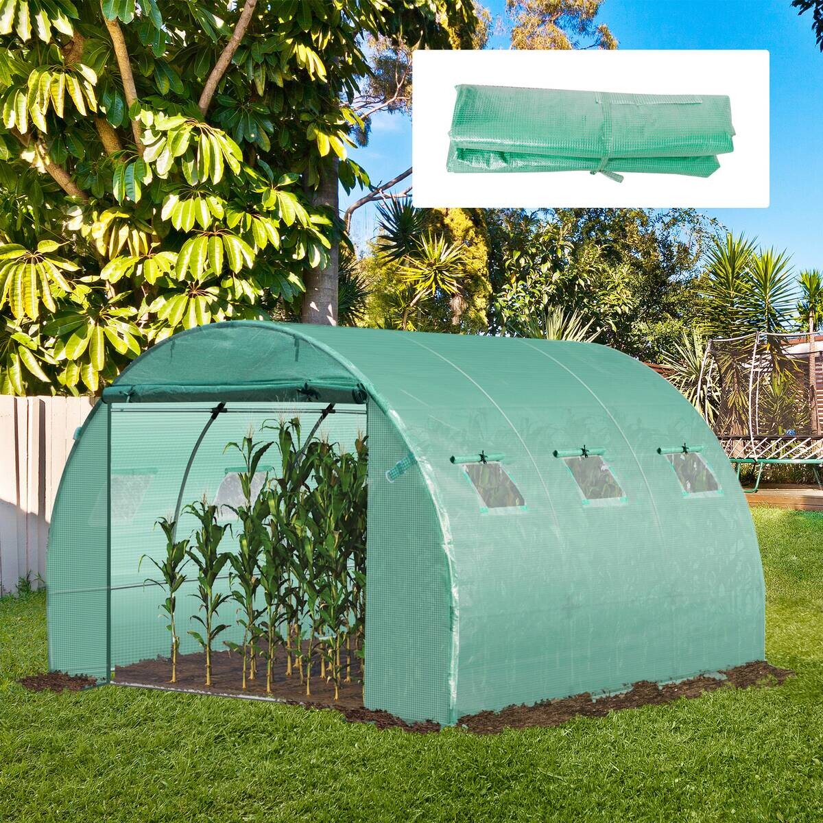 Outsunny Ersatzfolie grün Polyethylen B/H/L: ca. 300x200x300 cm