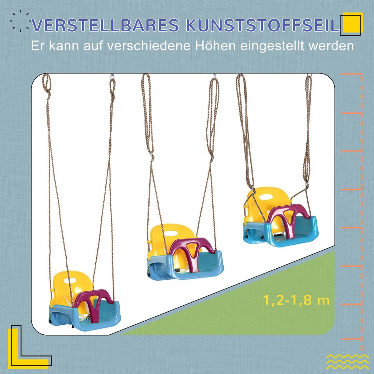 Outsunny Schaukel blau B/H/L: ca. 33x42x180 cm