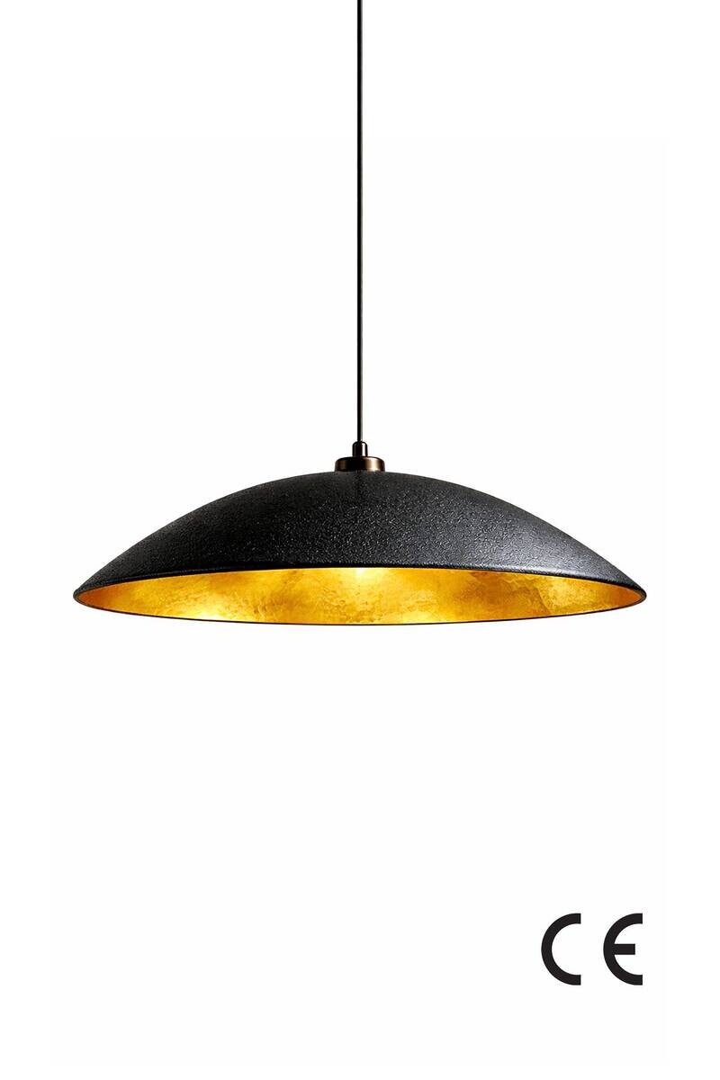 Pendelleuchte schwarz gold Beton B/H/L/D: ca. 48x60x48x48 cm E27 1 Brennstellen