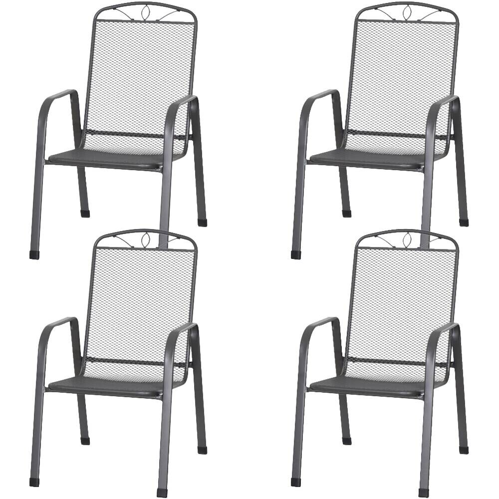 Gardamo Stapelsessel 4er Set ELDA anthrazit Stahl B/H/L: ca. 57x94x75 cm