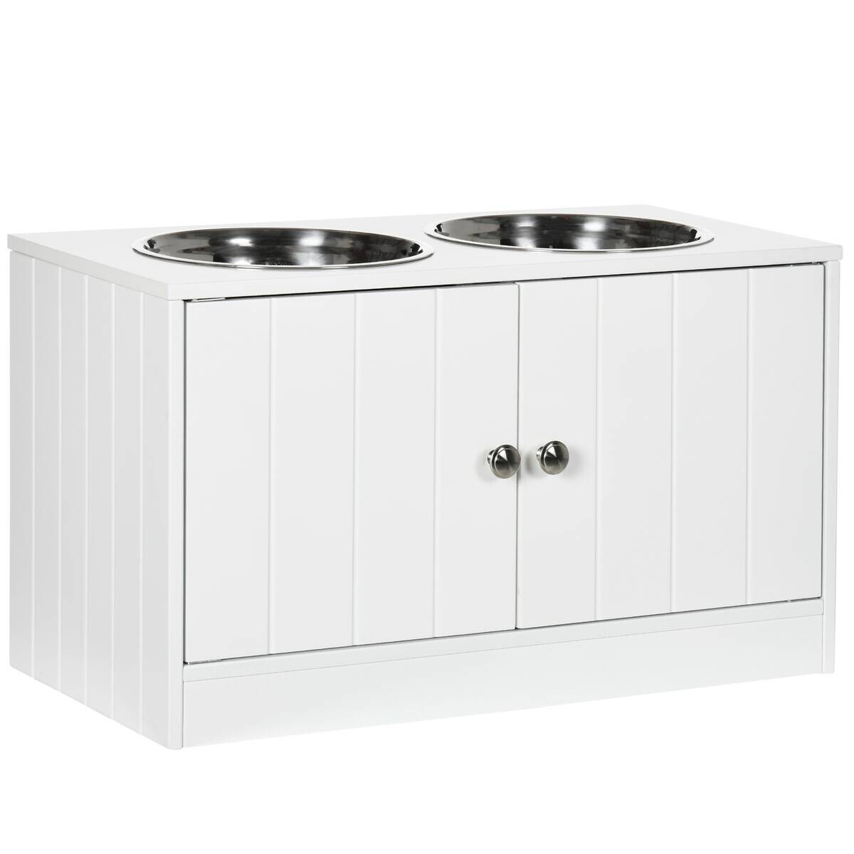 PawHut Futterstation weiß MDF B/H/L: ca. 30x35,5x60 cm