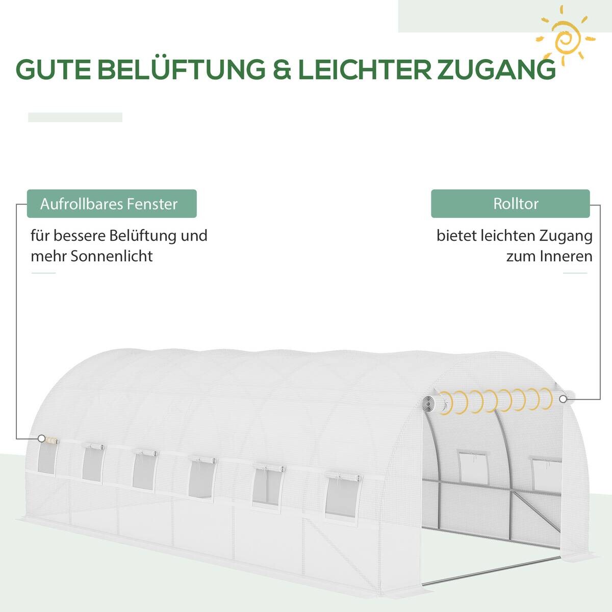 Outsunny Ersatzfolie weiß Polyethylen B/H/L: ca. 300x200x600 cm