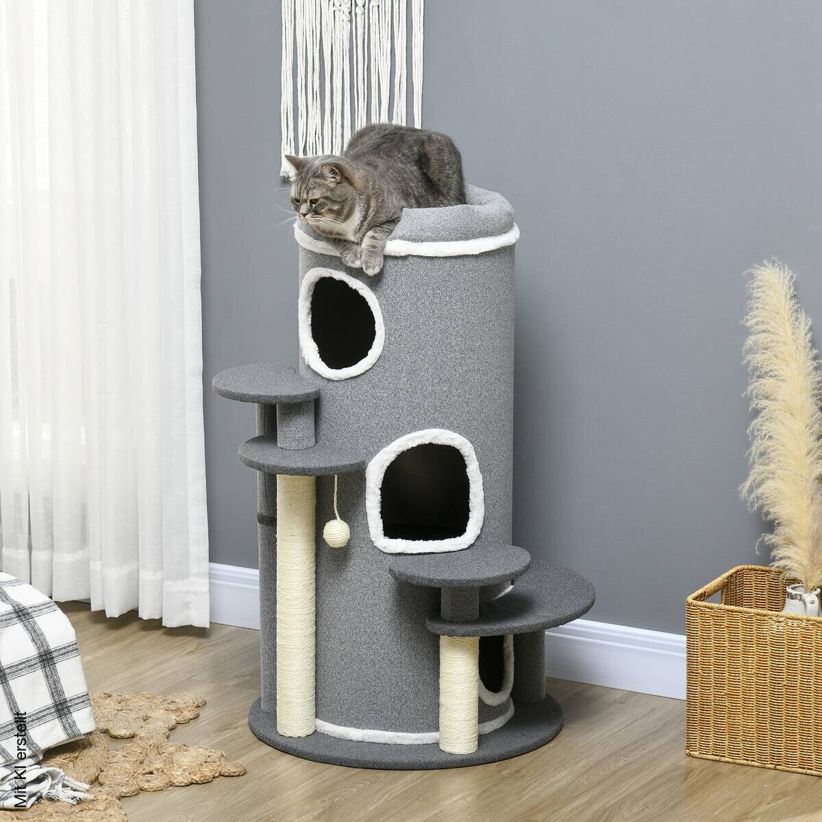 PawHut Kratzbaum grau Sisal B/H/L: ca. 57x99x57 cm