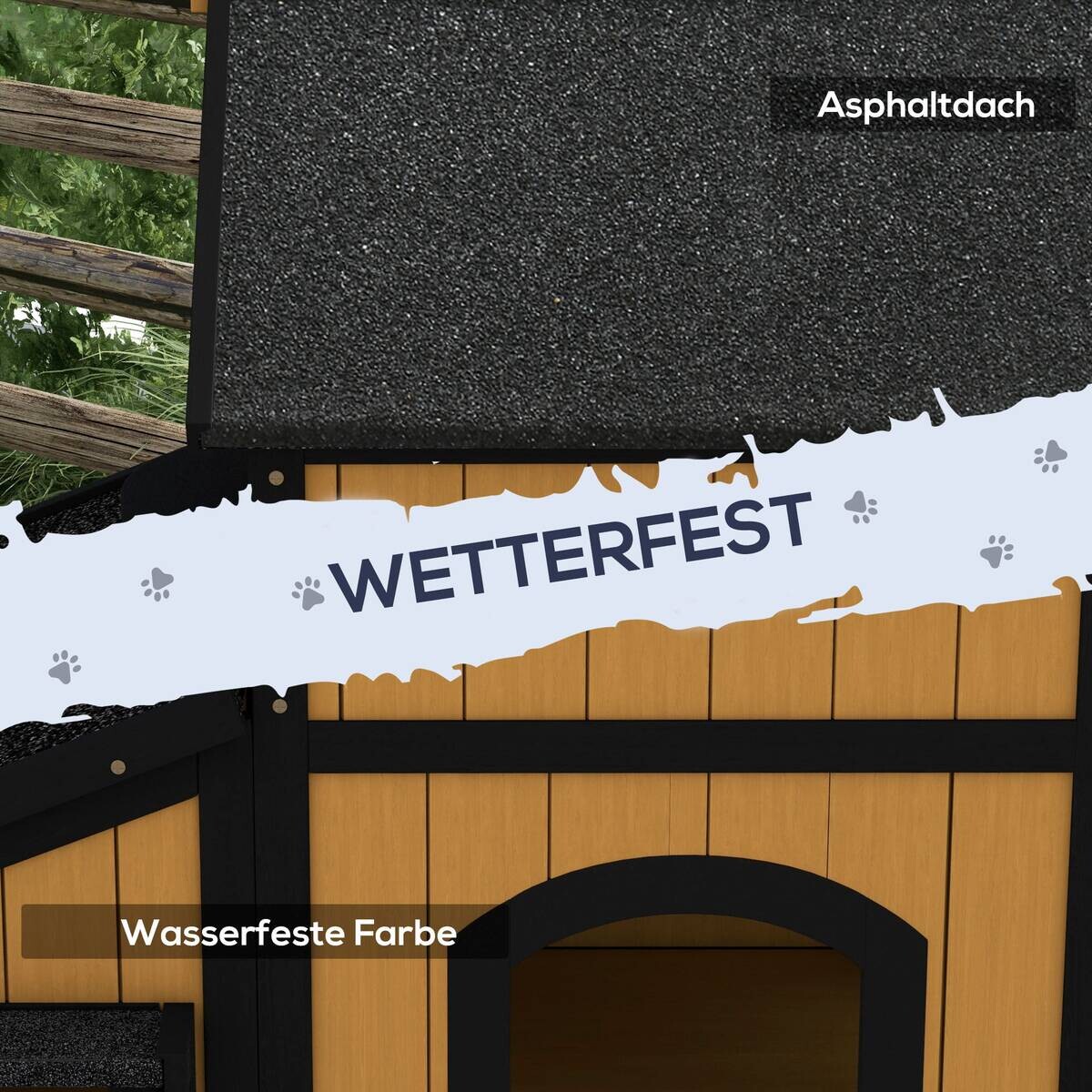 PawHut Katzen-Zubehör gelb Holz B/H/L: ca. 65x96x85,5 cm