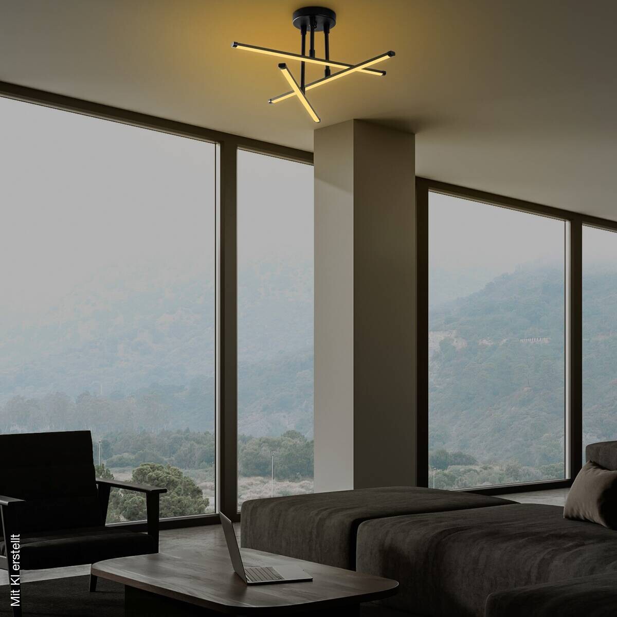 Opviq LED-Deckenleuchte schwarz B/H/T: ca. 51x26x51 cm