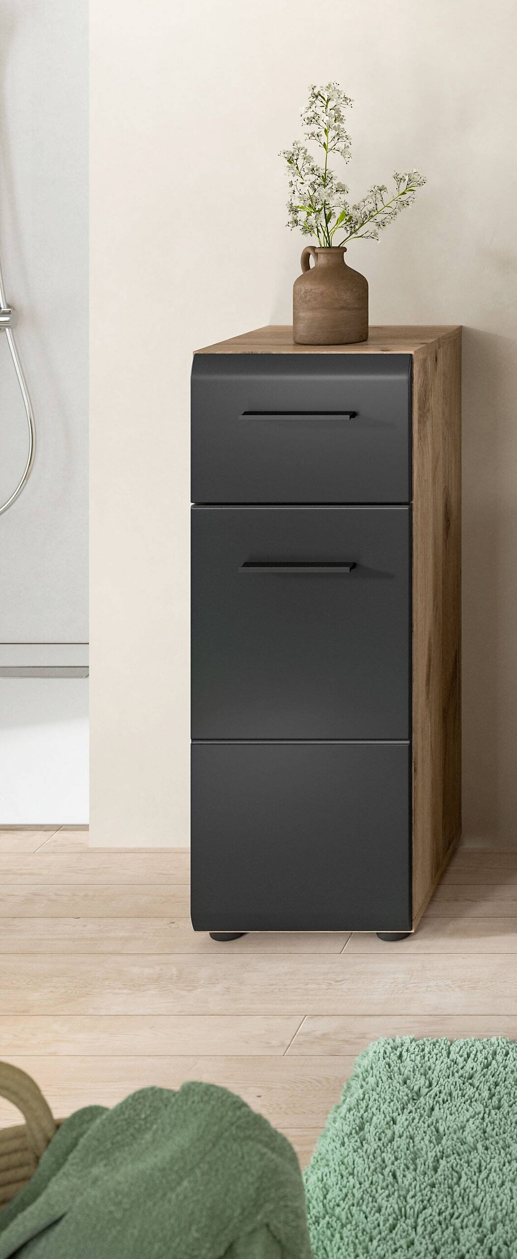 Schrank Ice Nox Oak Nachbildung schwarz matt B/H/T: ca. 30x80x30 cm