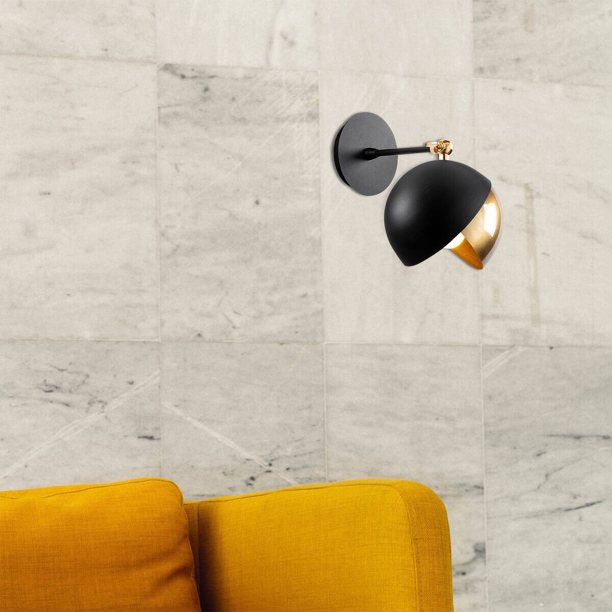 Opviq Wandleuchte Berceste schwarz gold Metall B/H/T/L: ca. 26x25x26x20 cm E27 1 Brennstellen