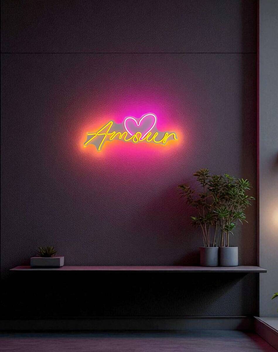Opviq LED-Wandleuchte gelb rosa PVC B/H/T/L: ca. 59x25,5x2x59 cm
