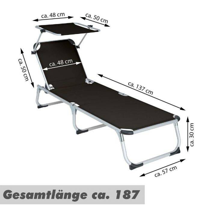 VCM Sonnenliege schwarz Aluminium B/H/T: ca. 57x187x30 cm